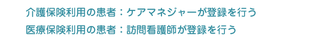 介護保険利用の患者はケアマネジャー、医療保険利用の患者は訪問看護師